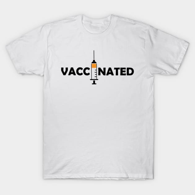 Vaccinated with Syringe - Immunization Pro-Vaccine - Black Lettering T-Shirt by Color Me Happy 123